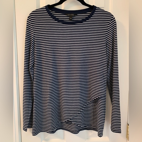 Banana Republic long sleeve navy and white striped tee - Picture 1 of 6